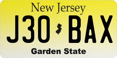 NJ license plate J30BAX