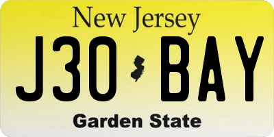 NJ license plate J30BAY