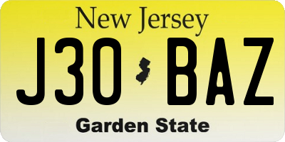 NJ license plate J30BAZ