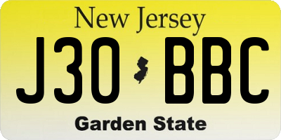 NJ license plate J30BBC