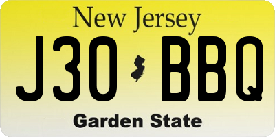 NJ license plate J30BBQ