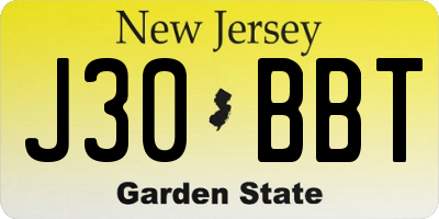 NJ license plate J30BBT