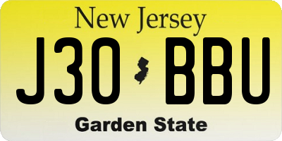 NJ license plate J30BBU