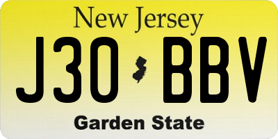 NJ license plate J30BBV