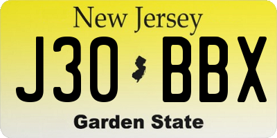 NJ license plate J30BBX