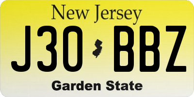 NJ license plate J30BBZ