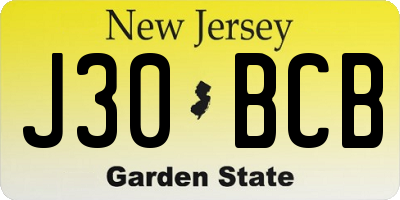 NJ license plate J30BCB