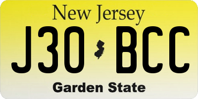 NJ license plate J30BCC