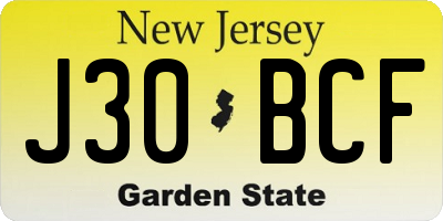 NJ license plate J30BCF