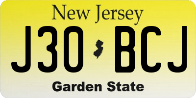 NJ license plate J30BCJ