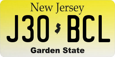NJ license plate J30BCL