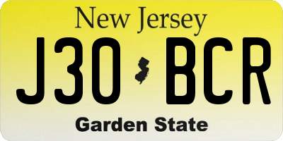 NJ license plate J30BCR