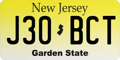 NJ license plate J30BCT