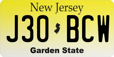NJ license plate J30BCW