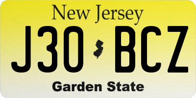 NJ license plate J30BCZ