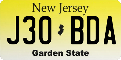 NJ license plate J30BDA