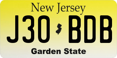NJ license plate J30BDB