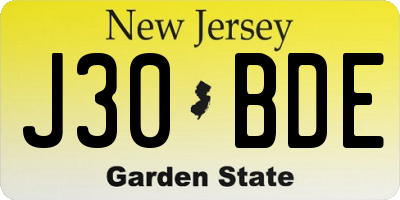 NJ license plate J30BDE