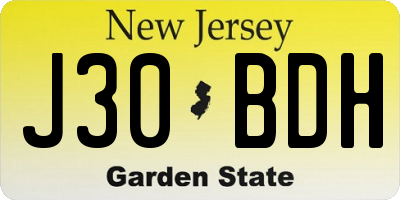 NJ license plate J30BDH