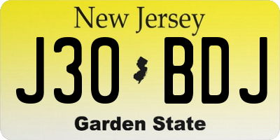 NJ license plate J30BDJ