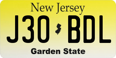 NJ license plate J30BDL