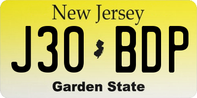 NJ license plate J30BDP