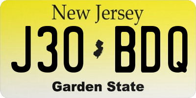 NJ license plate J30BDQ