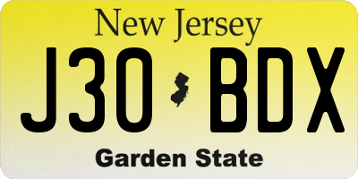 NJ license plate J30BDX
