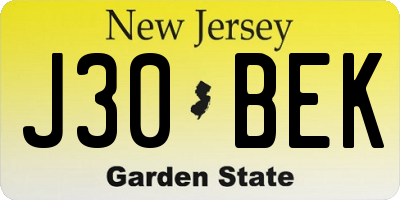 NJ license plate J30BEK