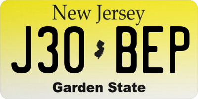 NJ license plate J30BEP