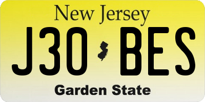 NJ license plate J30BES