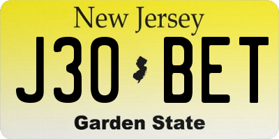 NJ license plate J30BET