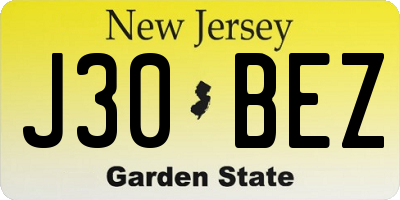 NJ license plate J30BEZ
