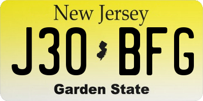 NJ license plate J30BFG