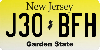 NJ license plate J30BFH