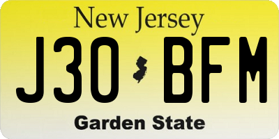 NJ license plate J30BFM