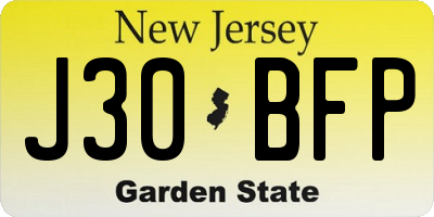 NJ license plate J30BFP