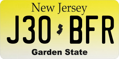 NJ license plate J30BFR