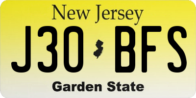 NJ license plate J30BFS