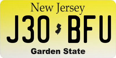 NJ license plate J30BFU