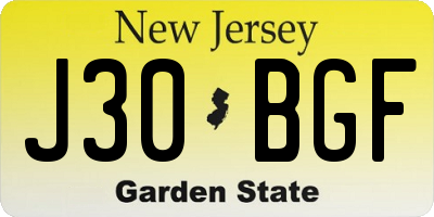 NJ license plate J30BGF