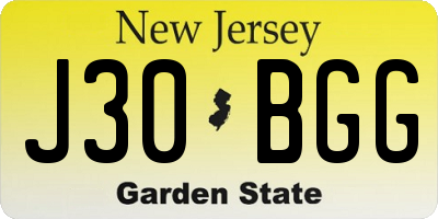 NJ license plate J30BGG