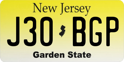 NJ license plate J30BGP