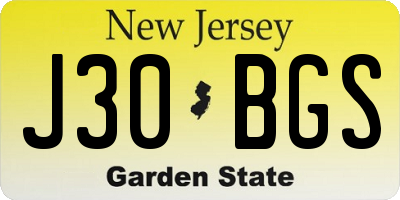 NJ license plate J30BGS