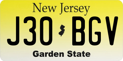 NJ license plate J30BGV