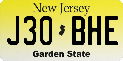 NJ license plate J30BHE