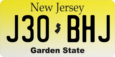 NJ license plate J30BHJ