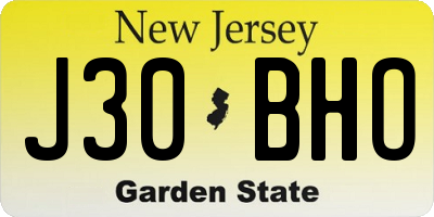 NJ license plate J30BHO