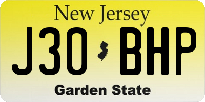 NJ license plate J30BHP