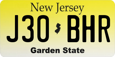 NJ license plate J30BHR